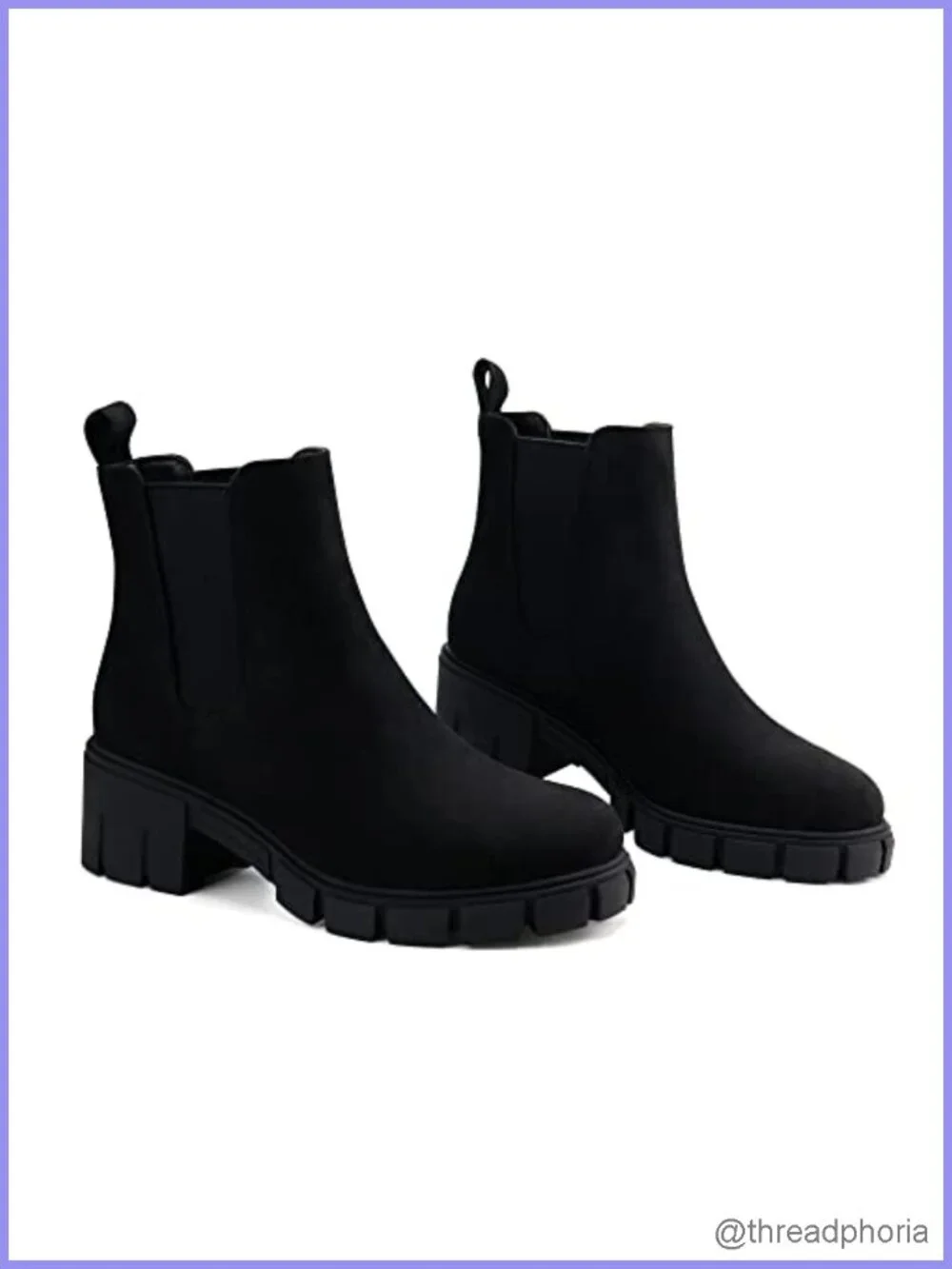Womens Platform Chelsea Ankle Boots Chunky Heel Round Toe Pull On